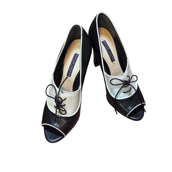 NEW Ralph Lauren Collection Purple Label Katia Leather Lace Up Oxford Heels 38.5 - Picture 2 of 11